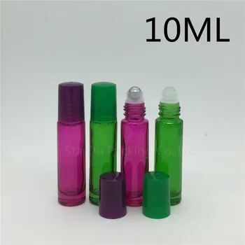500pcs/palju 10ml Roheline Rulli Sisse Lõhnaõli pudel, 10cc Punane eeterlik Õli Rollon pudelid, Väike Klaas Rull Mahuti 0
